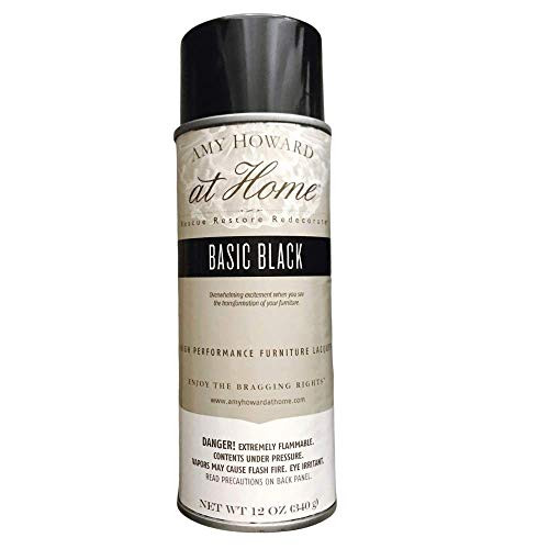 Amy Howard At Home  High Performance Furniture Lacquer  Black  Nitrocellulose Lacquer Spray Paint  Spray Lacquer with High Gloss Finish for Furniture, Metal, Glass, Wood