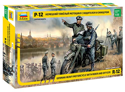 ZVEZDA 3632 - German R-12 Heavy Motorcycle - Plastic Soldiers Kit - Scale 135 119 pcs 2.5inch