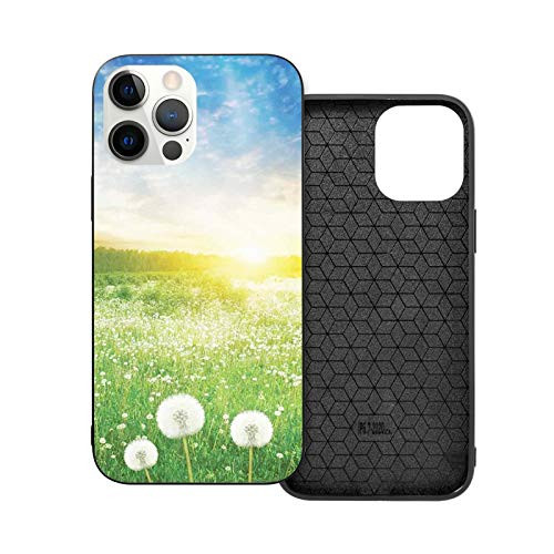 Compatible with 2020 iPhone 12 Series Case Dandelion Flower Field Meadow Rural Grass Vivid Sunset Clouds Idyllic Image for iPhone 12 Pro 6.1inch