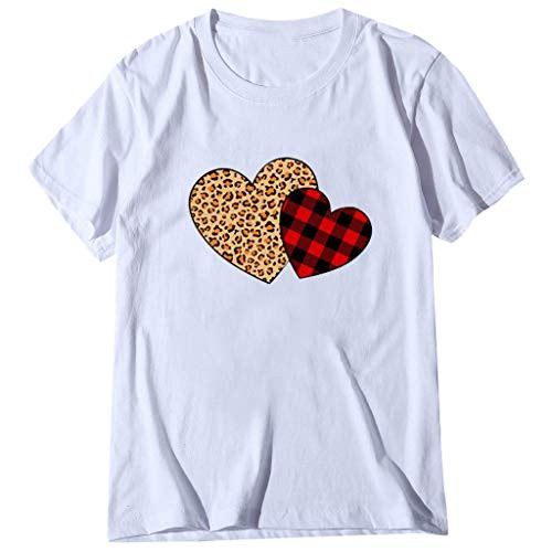 Quealent Valentine's Day Blouses for Women Casual Summer Short Sleeve T Shirts V Neck Tunic Roll Up Tops Cute Tees Loose Fitted Workout T Shirts White