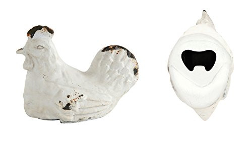 Creative Co-Op DA6677 Cream Pewter Hen Bottle Opener, White