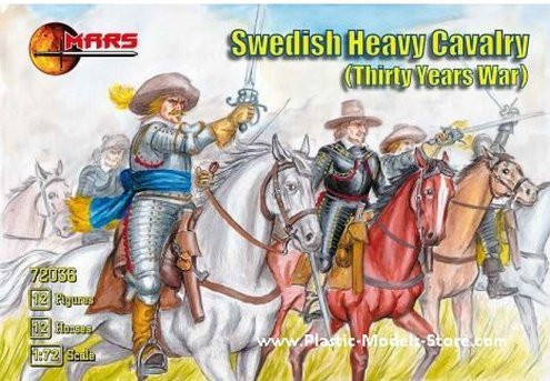 Mars Plastic Model Figures Swedish Heavy Cavalry Horses 12 fig 1/72 Figures 72036