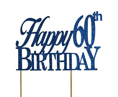 All About Details Blue Happy-60th-birthday Cake Topper
