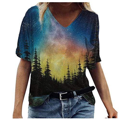 AODONG Shirts for Women Fashion Round Neck Printing Print Tee Shirt Casual Short Sleeved T-Shirt Top Blouses Black AODONG Shirts for Women Fashion Round Neck Printing Print Tee Shirt Casual Short Sleeved T-Shirt Top Blouses Black