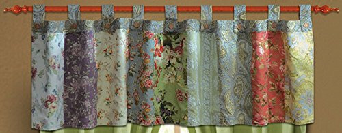 Greenland Home Fashions Blooming Prairie Patchwork Tab Top Valance 84inch  W x 21inch  L