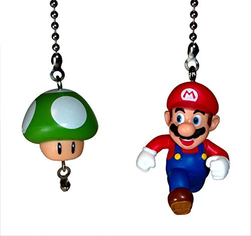 Mario Bros Ceiling Fan Pull Set by Wooden Androyd Studio Mario  and  Mushroom