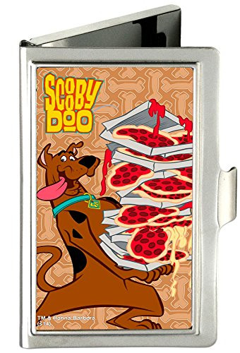 Buckle-Down Business Card Holder - SCOOBY DOO Pizza Stack Pose/Dog Bone Browns - Small