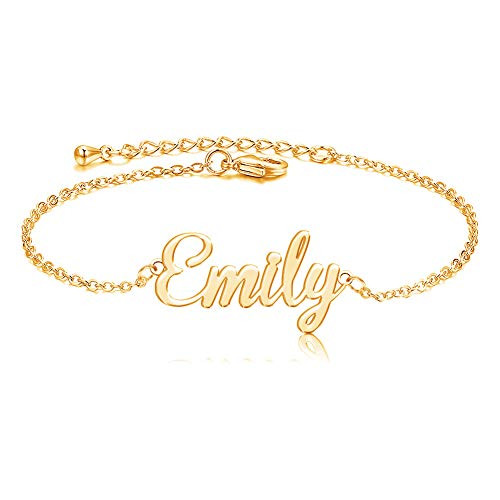 Personalized Name Anklet Made with Any Name 18K Gold Plated Custom Anklet with Birthstone Customized Infinity Anklet Bracelet Gift for Women Girls, Adjustable Name Anklet Bracelet