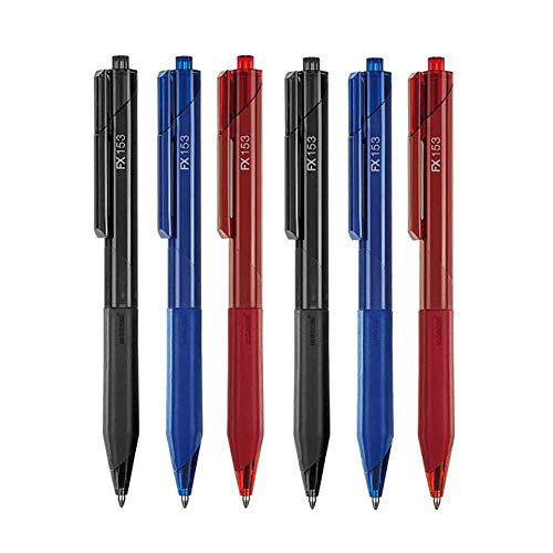 6 Pcs Monami FX 153 Ballpoint Pen 1.0mm Excellent Writing Dozen Box Ink BLACK 2/BLUE 2/RED 2 Office  and  School Supplies