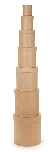 Darice 7 Piece Value Paper Mache Round Box Set