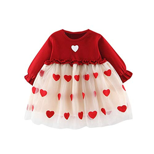 Youmymine Toddler Baby Kids Girls Dress Long Sleeve Ruched Tulle Patchwork Love Heart Print Princess Dresses 6-12 Months, Red Youmymine Toddler Baby Kids Girls Dress Long Sleeve Ruched Tulle Patchwork Love Heart Print Princess Dresses 6-12 Months, Red