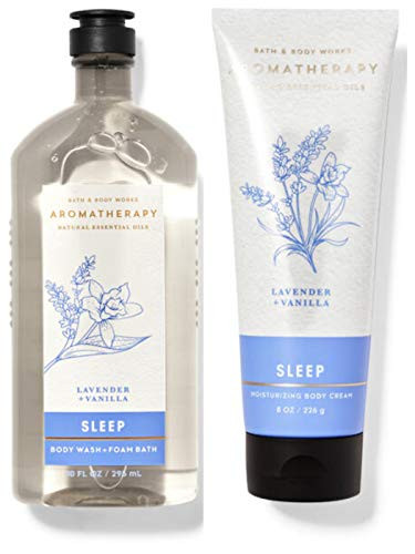 Bath  and  Body Works - Aromatherapy -Sleep - Lavender Vanilla  Bundle - Body Wash  and  Foam Bath 10oz.  and  Body Cream 8 oz