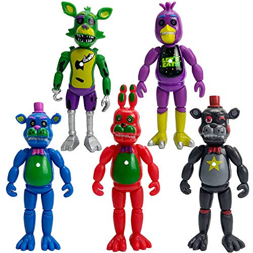 Set of 5 pcs FNAF Action Figures, Inspired by Five Nights at Freddy's Action Figures Toys Dolls Gifts Cake Toppers, Foxy Articulated Action, Toys Dolls, 6 inches FNAF 4