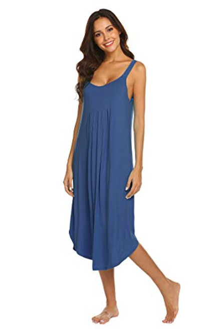 Ekouaer Womens Sleeveless Long Nightgown Slip Night Dress Cotton Sleepshirt Chemise Navy XXL Ekouaer Womens Sleeveless Long Nightgown Slip Night Dress Cotton Sleepshirt Chemise Navy XXL