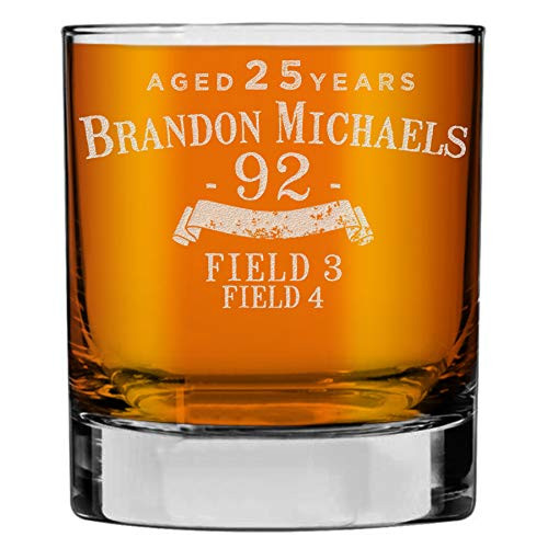 Personalized Etched 10.25oz Whiskey Rocks Glass for Birthday Gifts  Brandon