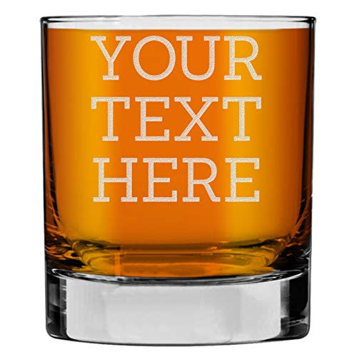 Personalized Etched Custom Message 10.25oz Whiskey Rocks Glass  Your Text Here
