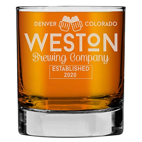 Personalized Etched 10.25oz Whiskey Rocks Glass  Weston