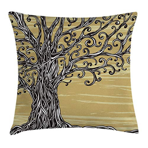 Ambesonne Tree of Life Throw Pillow Cushion Cover, Swirled Twists Rustic Oak Branches Nature Eco Sketch Illustration, Decorative Square Accent Pillow Case, 20inch  X 20inch , Mustard Brown Ambesonne Tree of Life Throw Pillow Cushion Cover, Swirled Twists Rustic Oak Branches Nature Eco Sketch Illustration, Decorative Square Accent Pillow Case, 20inch  X 20inch , Mustard Brown