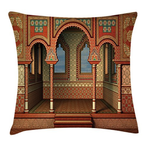 Ambesonne Orient Throw Pillow Cushion Cover, Middle Eastern Oriental Style Interior Palace Architecture Vintage Art Design, Decorative Square Accent Pillow Case, 20inch X 20inch , Golden Red Ambesonne Orient Throw Pillow Cushion Cover, Middle Eastern Oriental Style Interior Palace Architecture Vintage Art Design, Decorative Square Accent Pillow Case, 20inch X 20inch , Golden Red
