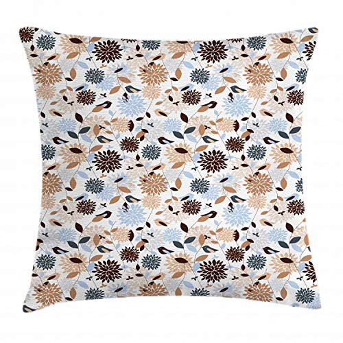 Ambesonne Earth Tones Throw Pillow Cushion Cover, Flourishing Hydrangea Flowers in Abstract Style Skinny Stems with Leaves, Decorative Square Accent Pillow Case, 20inch X 20inch , Brown Blue White Ambesonne Earth Tones Throw Pillow Cushion Cover, Flourishing Hydrangea Flowers in Abstract Style Skinny Stems with Leaves, Decorative Square Accent Pillow Case, 20inch X 20inch , Brown Blue White