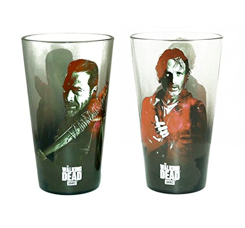 JUST FUNKY The Walking Dead Rick  and  Negan 16oz Pint Glass Set