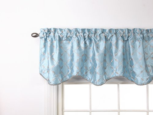 Stylemaster Renaissance Home Fashion Savoy Lined Scalloped Valance with Cording, 56-Inch by 17-Inch, Spa