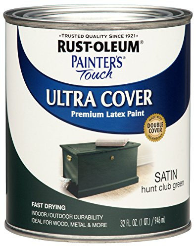 Rust-Oleum 267334 Painters Touch Quart Latex, Satin Hunt Club Green, 1