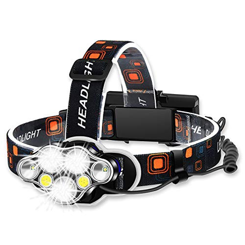 USB Rechargeable Headlamp?Waterproof Headlamp Flashlight with 8 Modes and Adjustable Headband, 7 LED Headlamp Flashlight Perfect for Camping, Hiking, Outdoors, Hunting