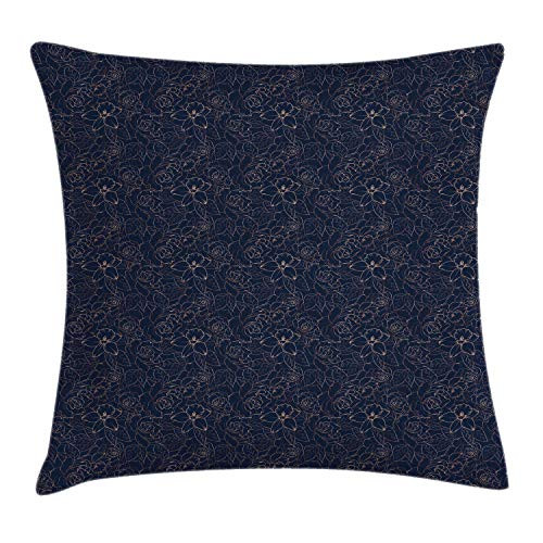 Ambesonne Navy Blue Throw Pillow Cushion Cover, Abstract Hand Drawn Interpretation of Narcissus Rose Daffodil Peony Flower, Decorative Square Accent Pillow Case, 20inch X 20inch , Indigo Sand Brown Ambesonne Navy Blue Throw Pillow Cushion Cover, Abstract Hand Drawn Interpretation of Narcissus Rose Daffodil Peony Flower, Decorative Square Accent Pillow Case, 20inch X 20inch , Indigo Sand Brown