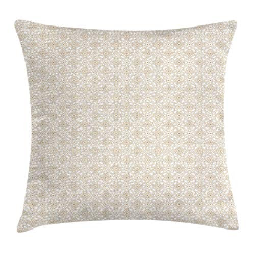 Ambesonne Geometric Throw Pillow Cushion Cover, Monochrome Mosaic Patterns from Triangular Shapes Abstract Art Print, Decorative Square Accent Pillow Case, 20inch  X 20inch , Sand Brown and White