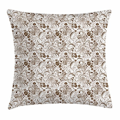 Ambesonne Chocolate Throw Pillow Cushion Cover, Classical Victorian Flowers and Leaves Abstract Arrangement with Vintage Look, Decorative Square Accent Pillow Case, 20inch X 20inch , Brown White Ambesonne Chocolate Throw Pillow Cushion Cover, Classical Victorian Flowers and Leaves Abstract Arrangement with Vintage Look, Decorative Square Accent Pillow Case, 20inch X 20inch , Brown White