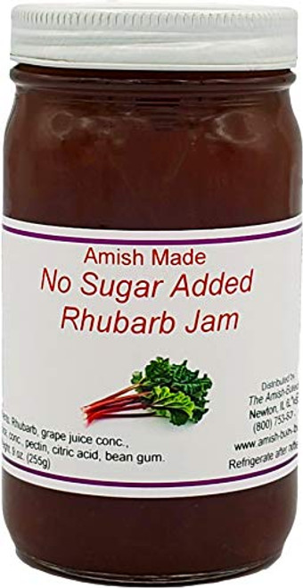 No Sugar Added Rhubarb Amish Jam - 8 Oz Set of 3 Jars No Sugar Added Rhubarb Amish Jam - 8 Oz Set of 3 Jars