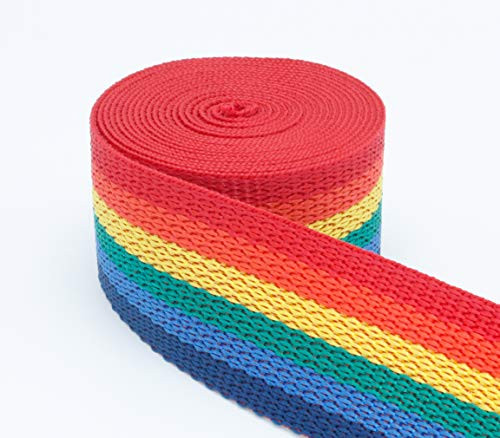 2 Inch Polypropylene Webbing 10 Yards Heavy Weight 2inch  Strap Webbing Plus Rainbow