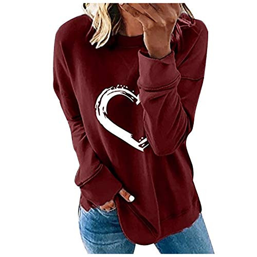 Fudule Womens Pullover Tops,Women Crewneck Sweatshirt Casual Long Sleeve Sweaters Tops Shirts Loose Pullover Blouses