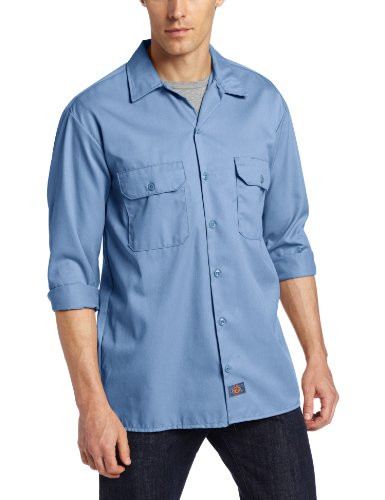 Dickies Men's Long Sleeve Work Shirt, Gulf Blue, 2X