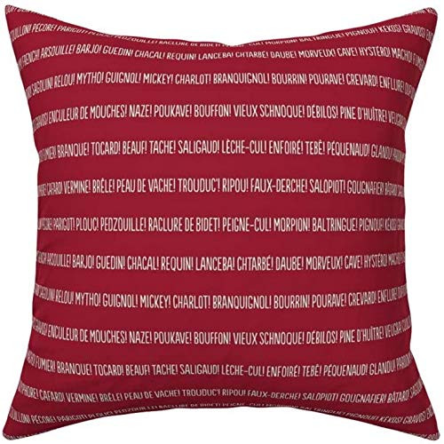 QISHUO 26inch x26inch -Throw Pillow Cover, Ecru on Deep Red Collection French Style Pillow Case Square Sofa Decorative Pillow Cushion Cover