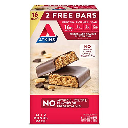 Atkins ProteinRich Meal Bar, Chocolate Peanut Butter, 16 Count Atkins ProteinRich Meal Bar, Chocolate Peanut Butter, 16 Count