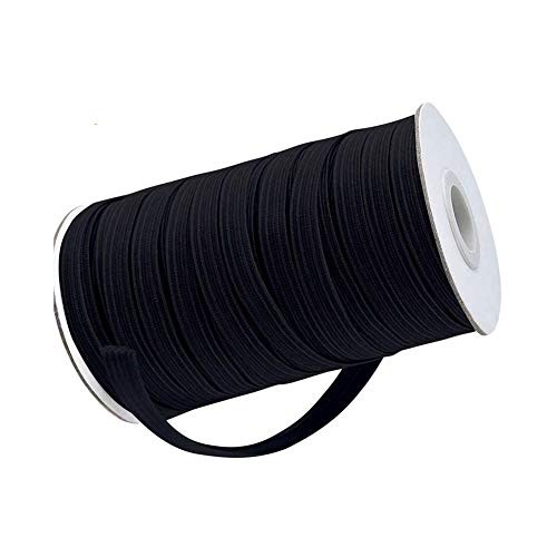 Braided Elastic Band - 109 Yards Length 1/4inch  Width Elastic Rope/Elastic String Cord Heavy Stretch High Elasticity Knit Elastic Band for Sewing Crafts DIY, Cuffblack