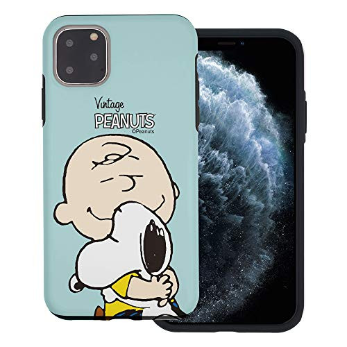 WiLLBee Compatible with iPhone 11 Pro Max Case 6.5inch Peanuts Layered Hybrid TPU plus  PC Bumper Cover - Face Charlie  and  Snoopy