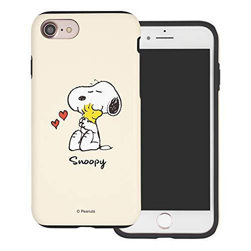 WiLLBee Compatible with iPhone 8 Plus/iPhone 7 Plus Case Peanuts Layered Hybrid TPU plus  PC Bumper Cover - Snoopy Woodstock Hug