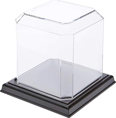 Pioneer Plastics Clear Acrylic Softball Display Case with Base, 4inch  W x 4inch  D x 4.125inch  H