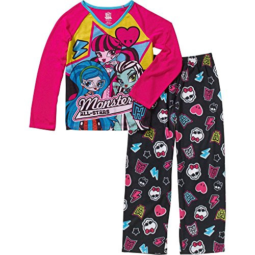 Monster High All-Stars Girls 2-Piece Pajama Sleep Set Pink Black 7/8