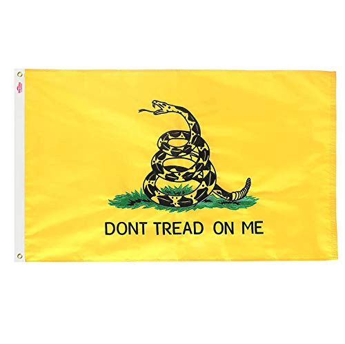 WINBEE Embroidered Gadsden Don't Tread On Me Flag 3x5 Ft with Long Lasting Nylon, Double Sewn Stripes and Brass Grommets, UV Protected, Best American Tea Party Gadsden Flag Outdoor/Indoor Display WINBEE Embroidered Gadsden Don't Tread On Me Flag 3x5 Ft with Long Lasting Nylon, Double Sewn Stripes and Brass Grommets, UV Protected, Best American Tea Party Gadsden Flag Outdoor/Indoor Display