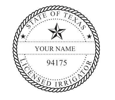 Licensed Irrigator Rubber Stamp for the state of Texas