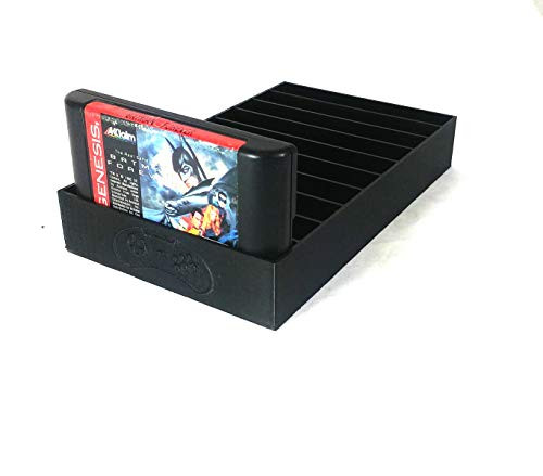 Collector Craft, Black, Sega Genesis Compatible Cartridge Holder, Sega Game Tray, Holds 10 Games, Clutter Reducing, Retro Video Game Collection, Dust Protector, Works with Sega Genesis Cartridges