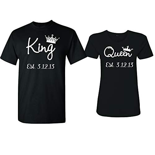 King  and  Queen Custom Couple t Shirts Customized Date for him and her Personalized Matching Couples
