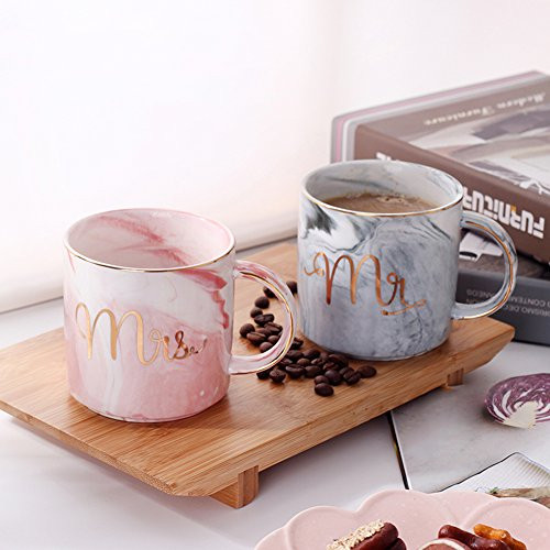 Mr and Mrs Couples Coffee Mugs Set Romantic Gift for Engagement Wedding Bridal Shower or Anniversary Present for Husband and Wife