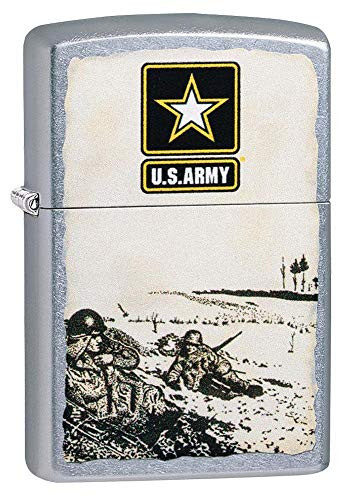 Zippo U.S. Army Battle Scene Street Chrome Pocket Lighter