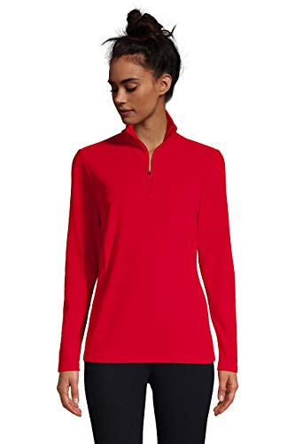 Lands' End Wms Quarter Zip Fleece Pullover Rich Red Regular Large