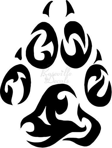 Tribal Wolf Paw Foot Print Vinyl Decal Sticker for Home Office Decor Vehicle Window Sign Size- 20 inch / 50 cm Tall and Color- Gloss Black